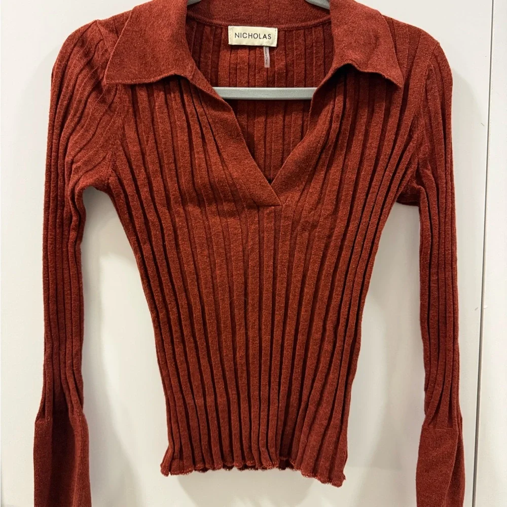Nicholas Terracotta Ribbed Knit - Picture 2 of 5